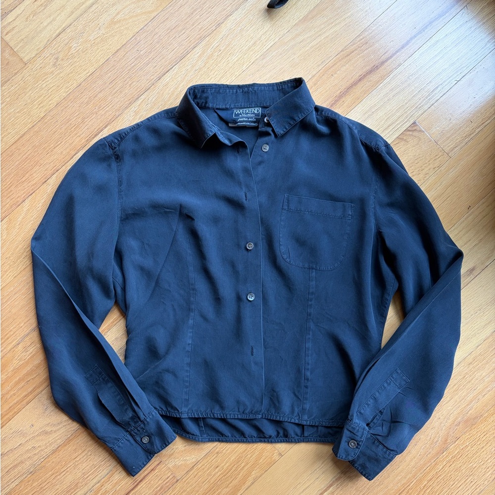 Weekend by MaxMara Navy Long-Sleeve Button-Down Shirt